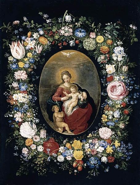 Virgin and Child with Infant St John in a Garland of Flowers